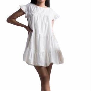 AKIRA white boho ruffle mini dress short sleeves